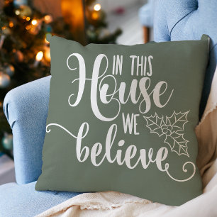 Coussin Décor De Noël Dans Cette Maison Nous Croyons