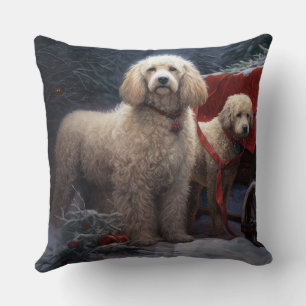 Coussin Décor de Noël de caniche Snowy