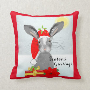 Coussin Décor de Noël de lapin mignon