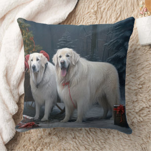 Coussin Décor de Noël des Grands Pyrénées neige neige neig