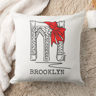 Coussin Décor de Noël du New York City Brooklyn Bridge