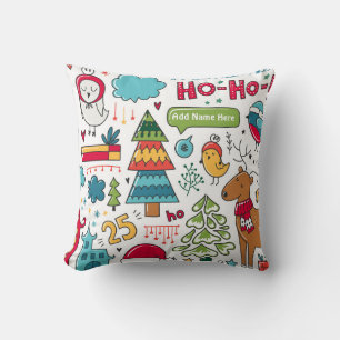 Coussin Décor de Noël en art folklorique personnalisé pour