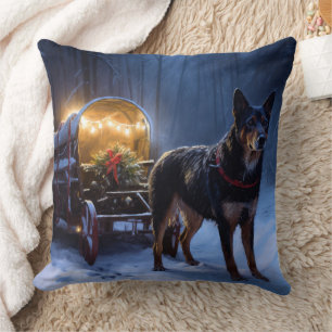 Coussin Décor de Noël Kelpie Snowy Sleigh