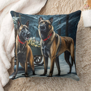 Coussin Décor de Noël Malinoi Snowy Sleigh