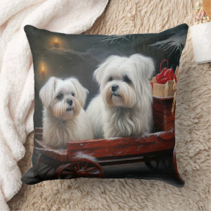 Coussin Décor de Noël maltais Snowy Sleigh