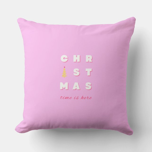 Coussin Décor de Noël rose Abstrait (Recto)