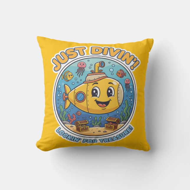 Coussin Décor de nurserie nautique sous-marin mignon (Recto)
