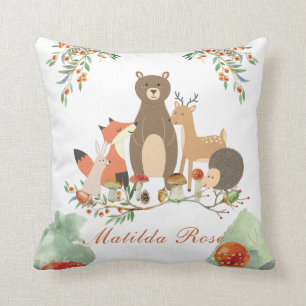 Coussin Décor de pépinière personnalisé Woodland