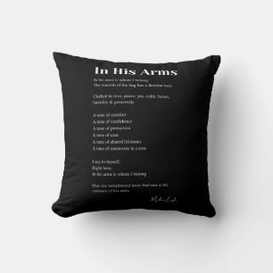 Coussin Décor de poème d'amour dans ses bras
