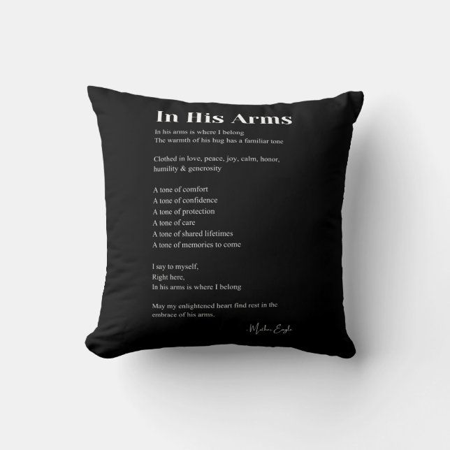 Coussin Décor de poème d'amour dans ses bras (Recto)