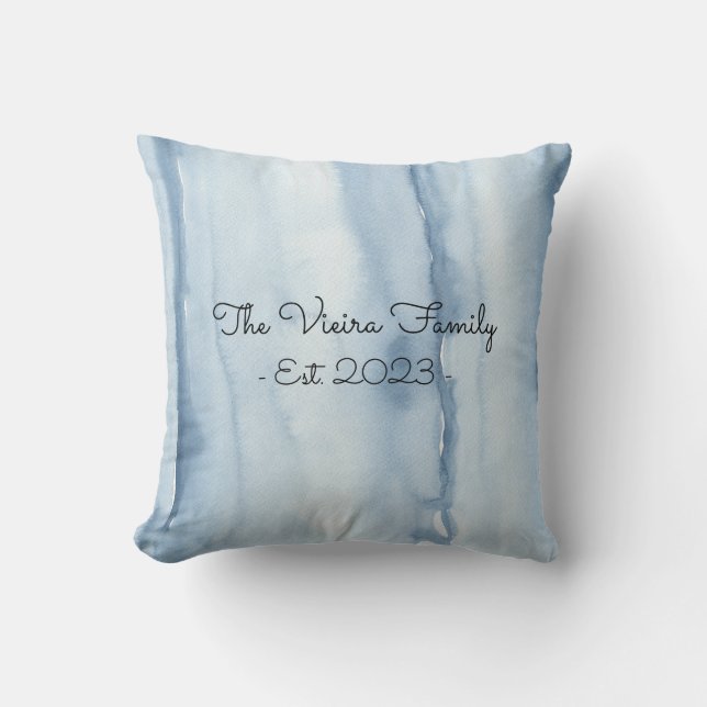 Coussin Décor de salon aquarelle bleu poussiéreux (Recto)