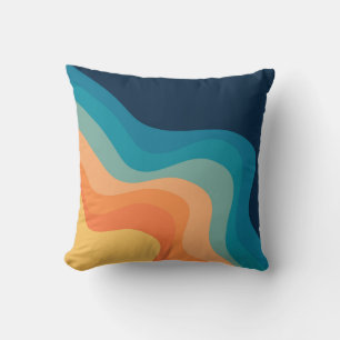 Coussin Décor de style rétro des vagues