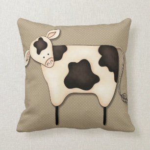 Coussin Décor de vaches de campagne primitif