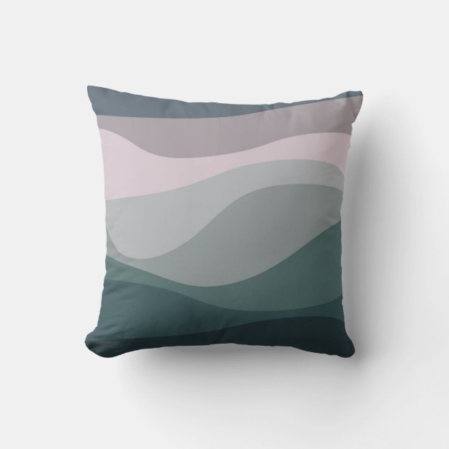Coussin Décor de vagues de style rétro violet et turquoise (Recto)