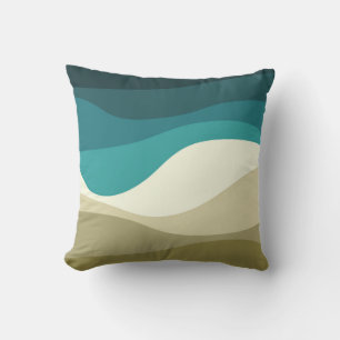 Coussin Décor des vagues de style rétro coloré