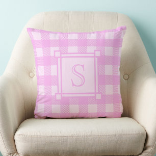 Coussin Décor d'hiver Plaid de Buffalo rose Monogramme per