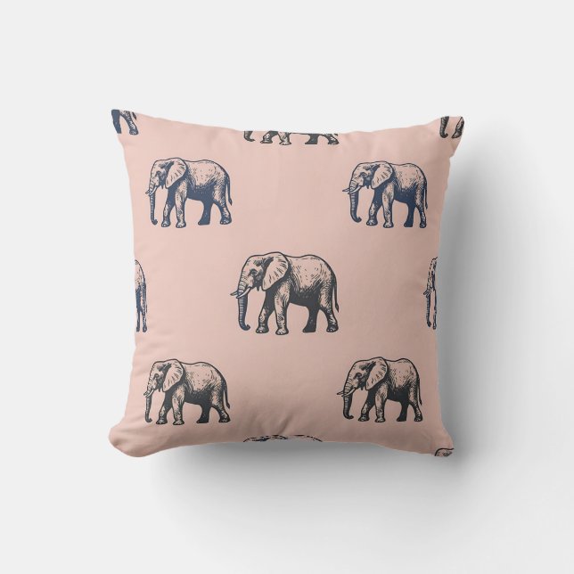 Coussin Décor d'oreiller de ferme éléphant rose (Recto)