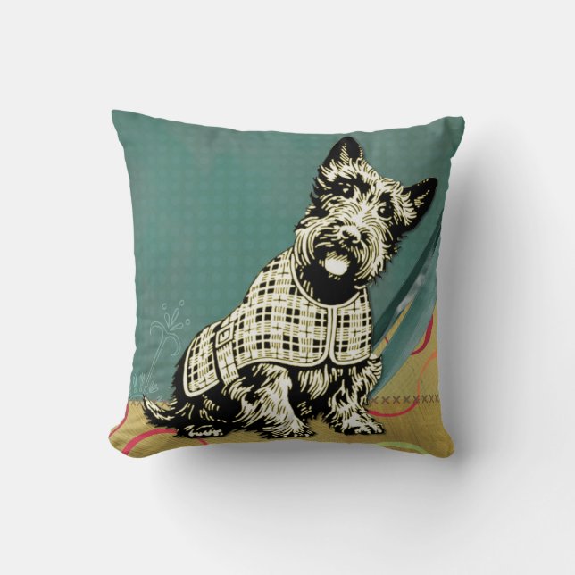Coussin Décor écossais Terrier Home Décor rose turquoise (Recto)