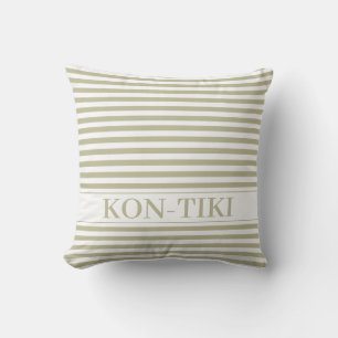 Coussin Décor extérieur gris olive et blanc rayures. Perso