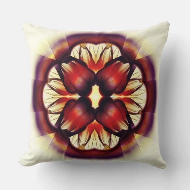 Coussin Décor floral rouge flamboyant (Recto)