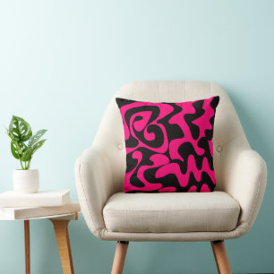 Coussin Décor Fuchsia Neon Chaud Rose Et Noir