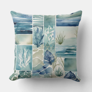 Coussin Décor géométrique Aqua Flora Aquarelle