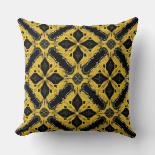 Coussin 💛 Décor Géométrique Moderne Jaune Noir Gras