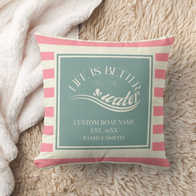 Coussin Décor intérieur du bateau turquoise rose pastel (Créateur téléchargé)