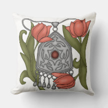 Décor kazakh avec tulipes motif Jeu d'oreiller