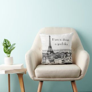 Coussin Décor maison en noir et blanc avec devis
