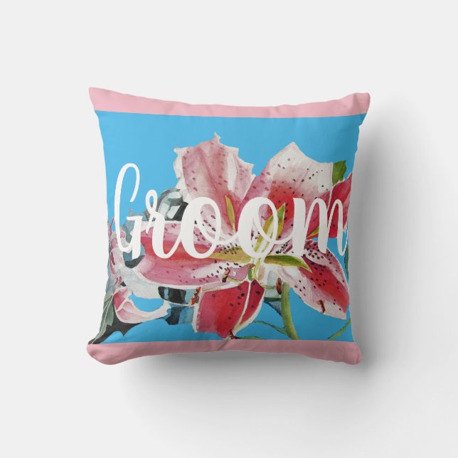 Coussin Décor Mariage Lily rose Retro Groom (Recto)