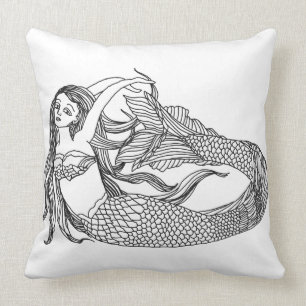 Coussin Décor moderne blanc de noir d'art d'imaginaire de