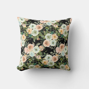 Coussin Décor Moderne Pivoines Florales Abricot