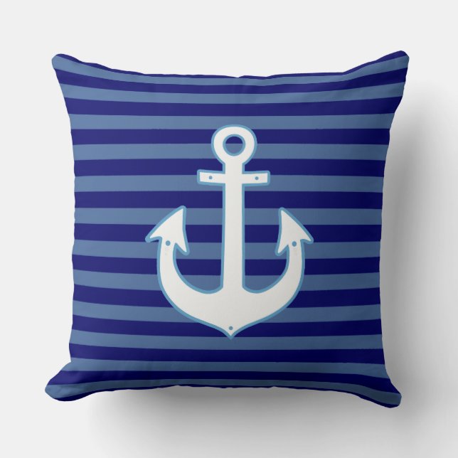 Coussin decor nautical anchor & striped (Recto)