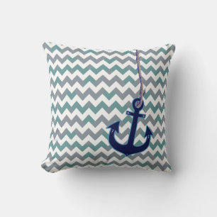 Coussin décor nautique de maison d'ancre et de plage de