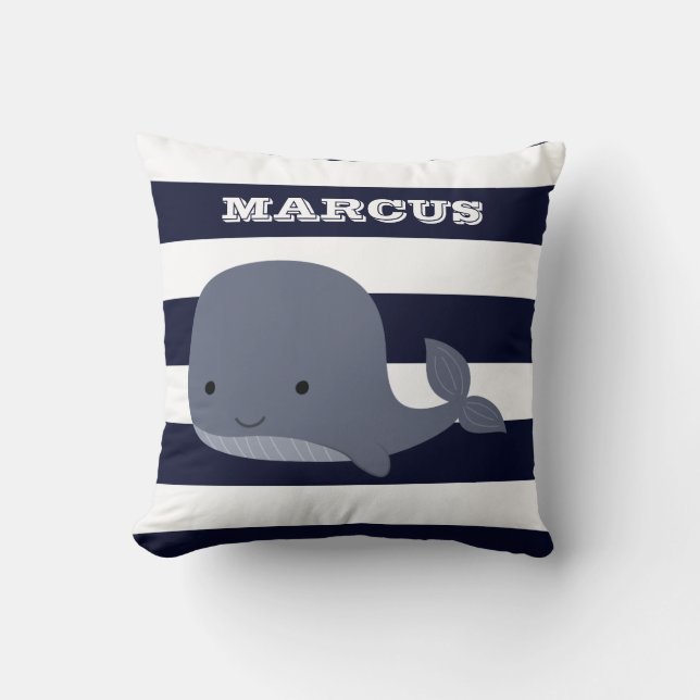 Coussin Décor nautique mignon de crèche d'océan d'animal (Recto)