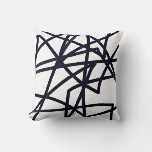 Coussin décor noir et blanc audacieux de maison de carreau