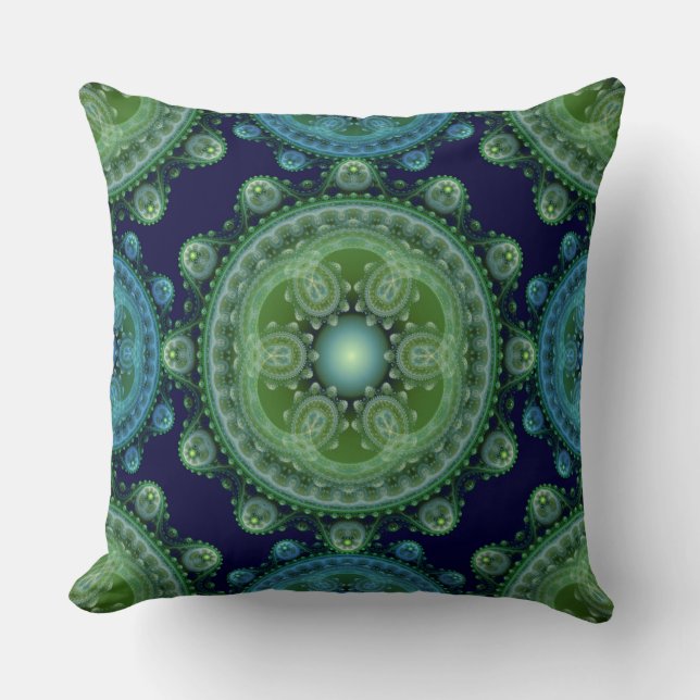 Coussin Décor oriental bleu fractal (Recto)