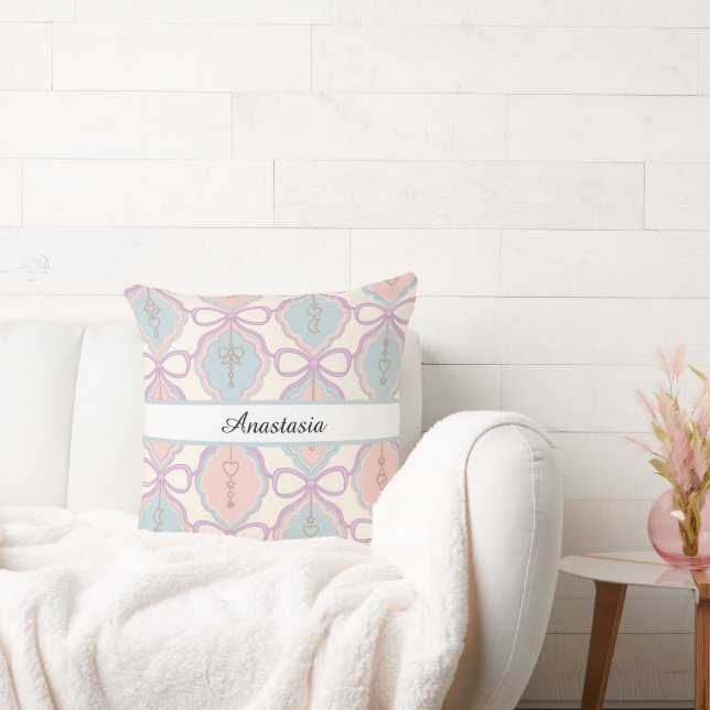 Coussin Décor personnalisé pastel Fille Rose Bleu (Canapé)