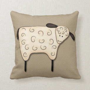 Coussin Décor primitif de moutons de pays