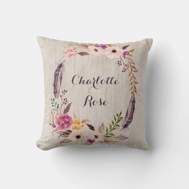 Coussin Décor sauvage floral de crèche de bébé de Boho un (Recto)