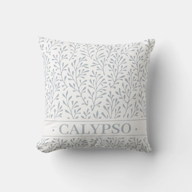 Coussin Décor Sea Life. Algues. Bleu roux. (Recto)
