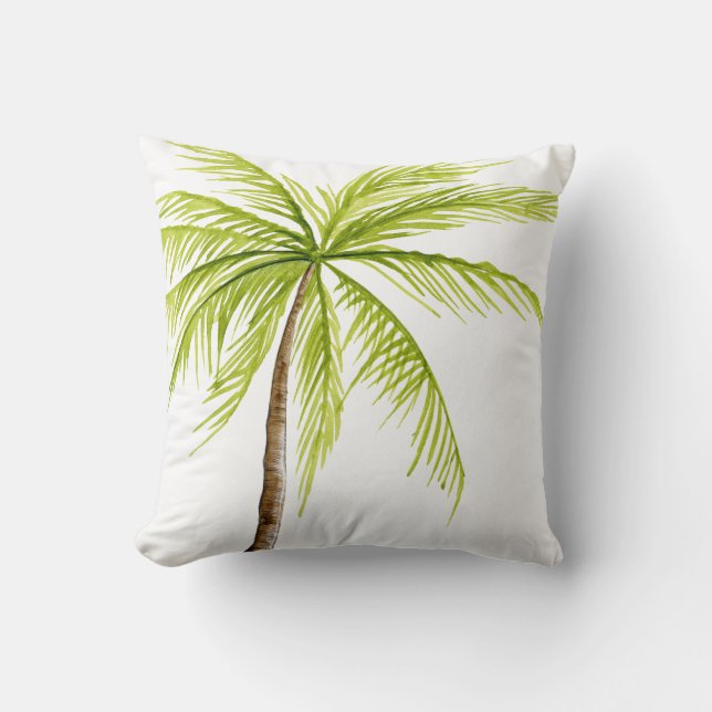 Coussin Décor tropical d'île de plage de palmier (Recto)