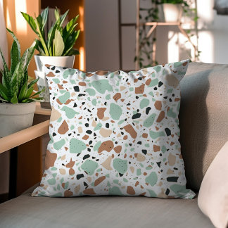 Coussin Décor Vert Et Brown Terrazzo Design