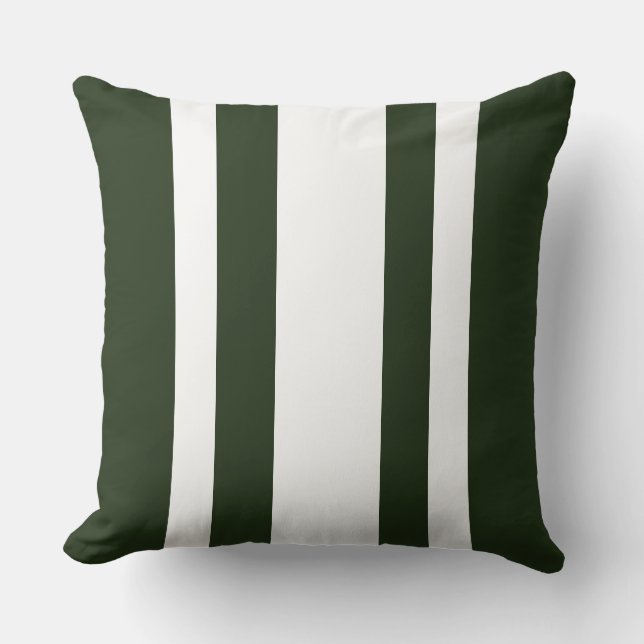 Coussin Décorateur à rayures vertes et blanches (Recto)