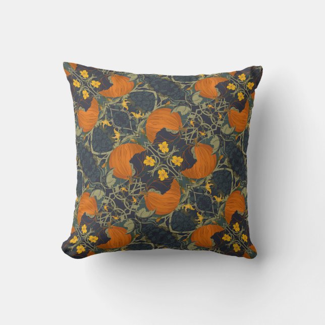 Coussin décorateur citrouille et vignes (Recto)