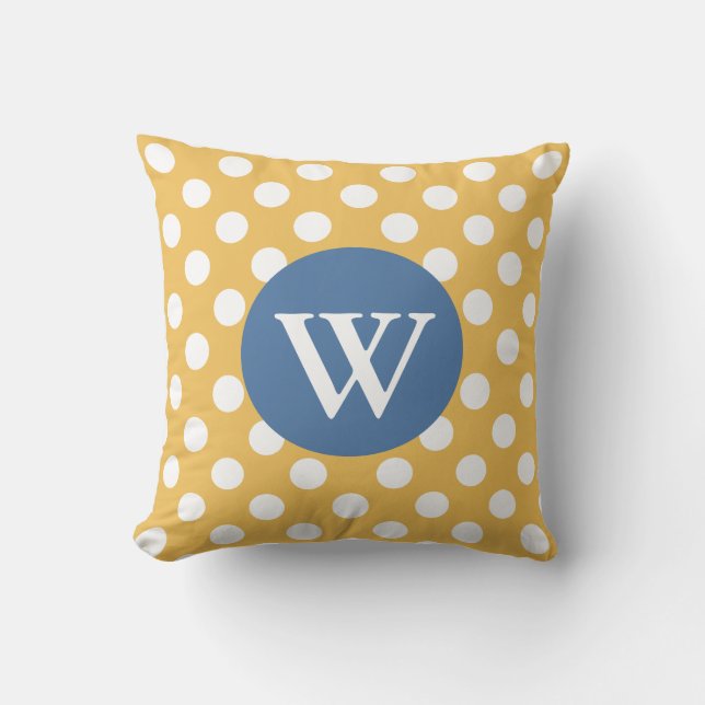 Coussin décorateur élégant Polka Jaune Doré (Recto)