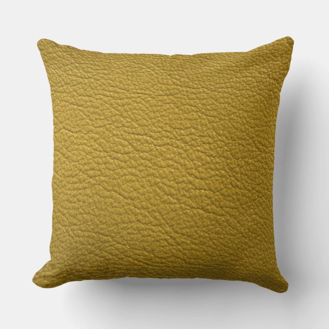 Coussin Décorateur en fausse peau de jaune (Recto)