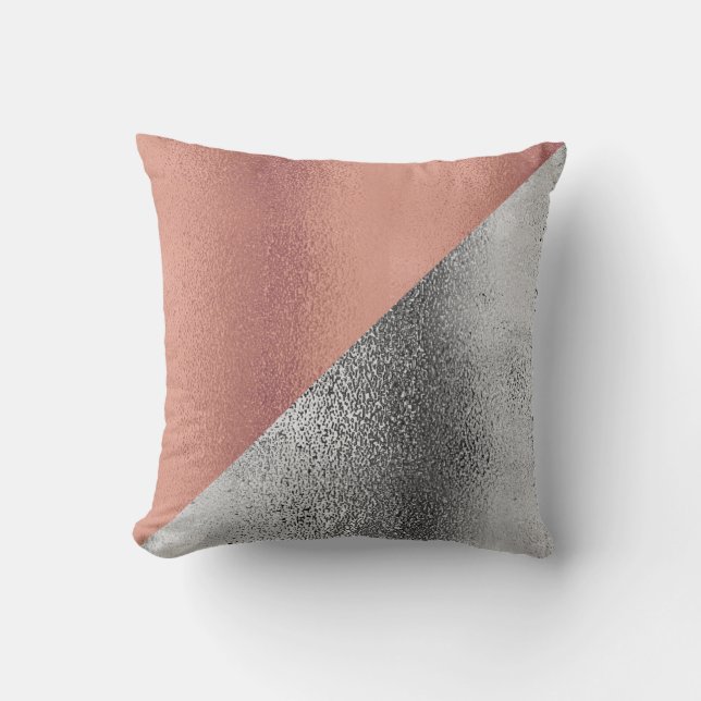 Coussin Décorateur métallisé or rose et argent (Recto)