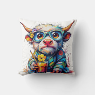Coussin décoratif 16" x 16"Avec la vache merveill